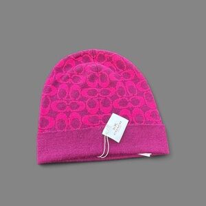 Coach adult merino wool Pink Beanie